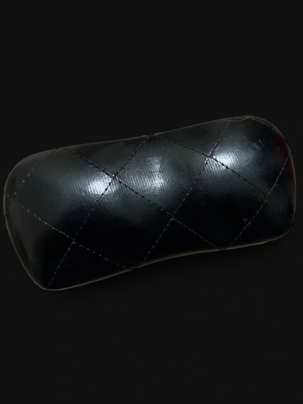 CHANEL Black Quilted Leather Glasses Case with Silver CC Logo